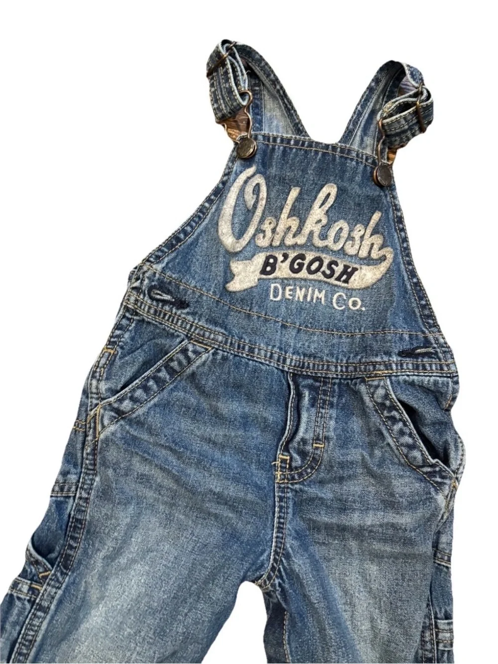 OshKosh B'gosh Washed Blue Denim Overalls with Logo